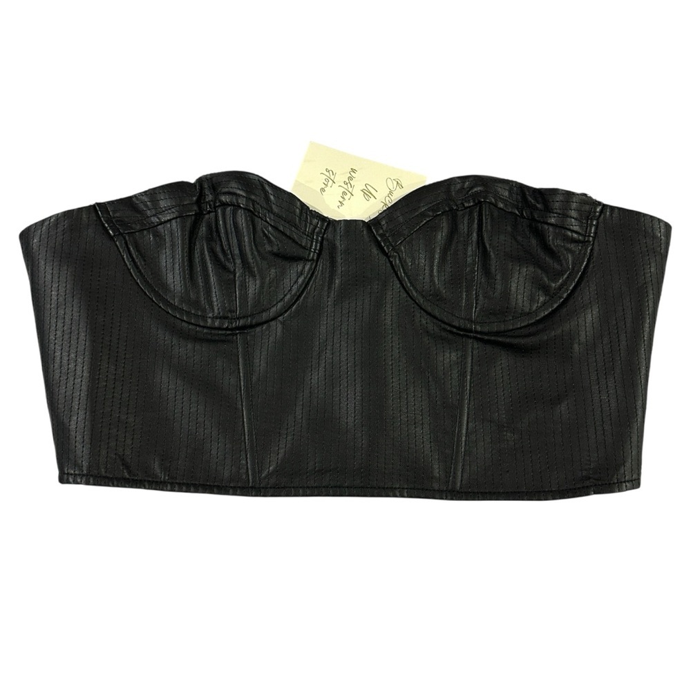 Edit By Nine Faux Leather Black Edgy Corset